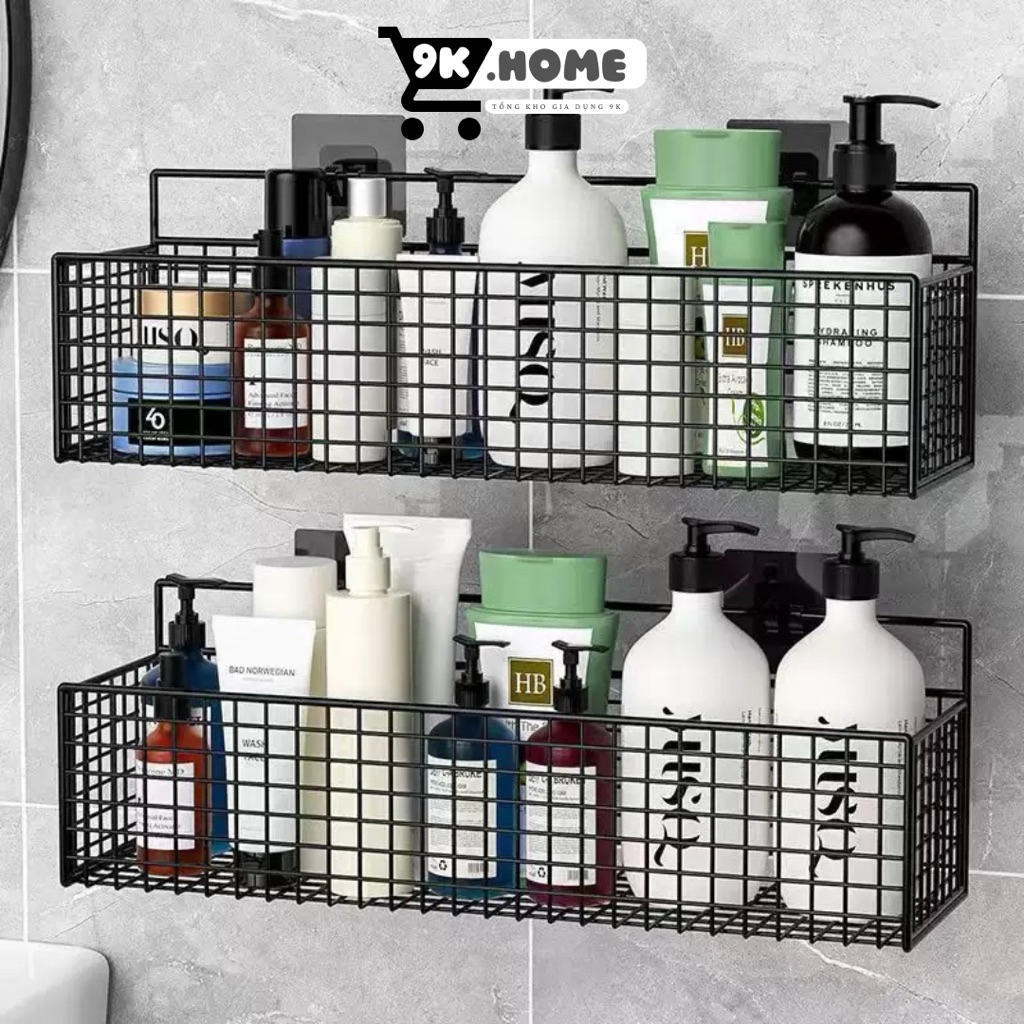 Rổ lưới sắt treo tường đa năng đựng đồ nhà tắm, nhà bếp - Kệ để đồ nhà tắm dán tường thép không gỉ (