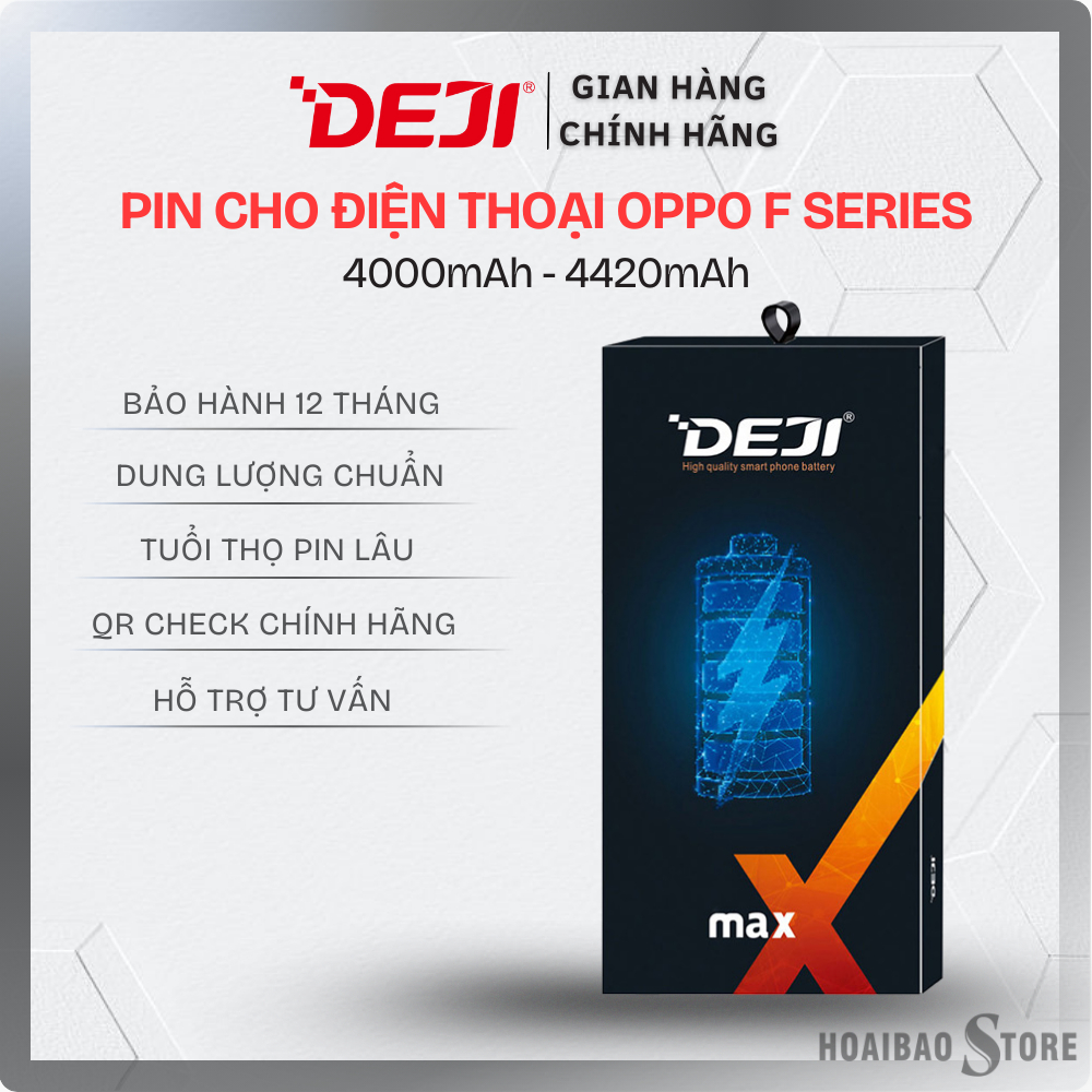 Pin điện thoại Deji cho Oppo Full dòng F Series (F15, F17, F17 Pro, F19 Pro) Dung lượng chuẩn