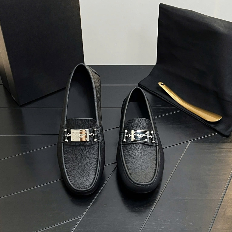 Giày mọi lười nam da bò sần phối mác Fashion hợp kim - đế cao su chống trượt size 38-43