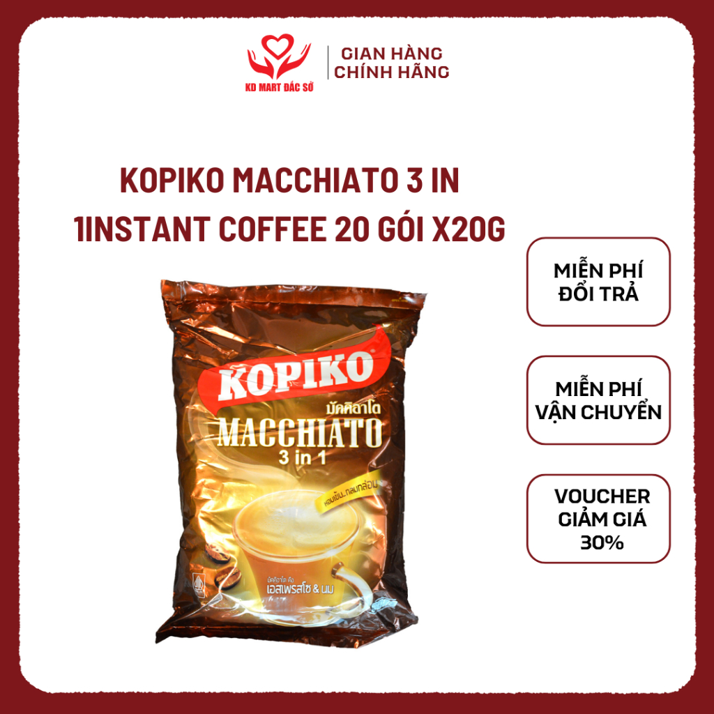 Cà phê hòa tan KOPIKO Macchiato 3in1 Túi 20 gói x 20g - 400g - Kopiko Macchiato 3 In 1Instant Coffee