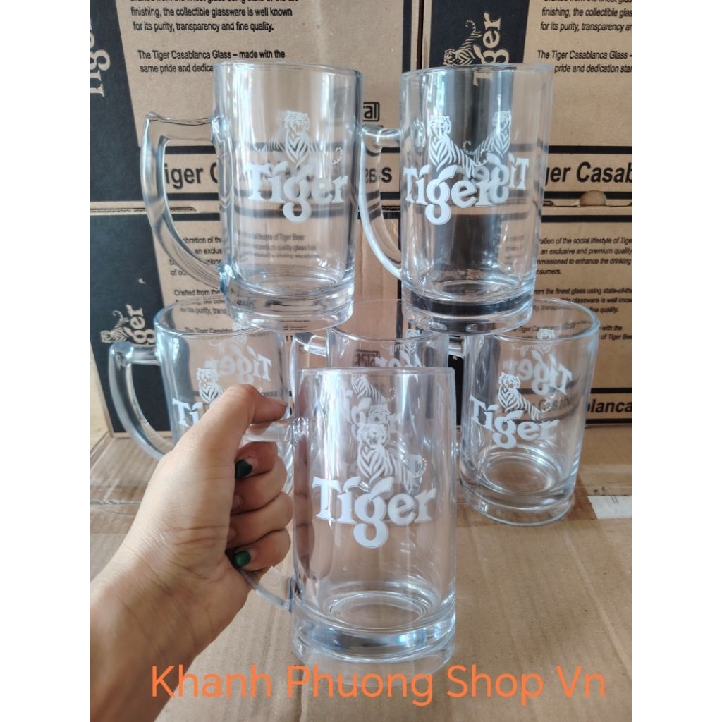 Bộ 6 ly uống bia Tiger 450ml nhập indonesia - ly uống bia tiger