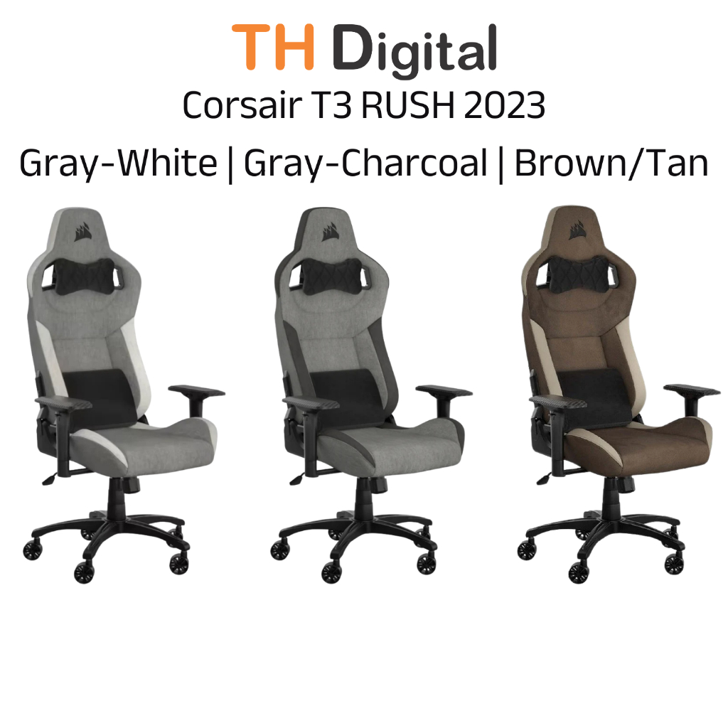 Ghế Gaming Corsair T3 RUSH Gray-White CF-9010058-WW / Gray-Charcoal CF-9010056-WW - Hàng Chính Hãng
