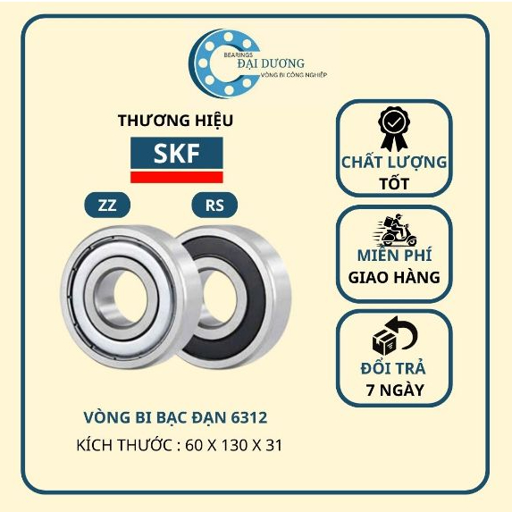 Vòng bi - Bạc đạn SKF 6314 - Hàng chất lượng tốt - Vòng tua cao - Chịu tải tốt