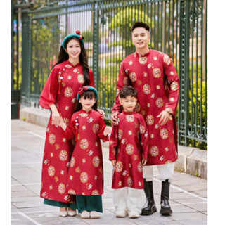  Áo Dài Tết Gia Đình Cao Cấp Áo Dài Phong Cách Truyền Thống & Hiện Đại Màu Đỏ Chụp Hình Yuripromax 
