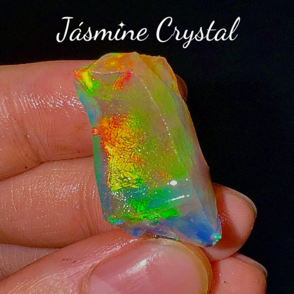 [22 carat] Đá OPAL Thô Jassmin Crystal Sưu Tầm Lửa Đậm cầu vồng (1 viên duy nhất)