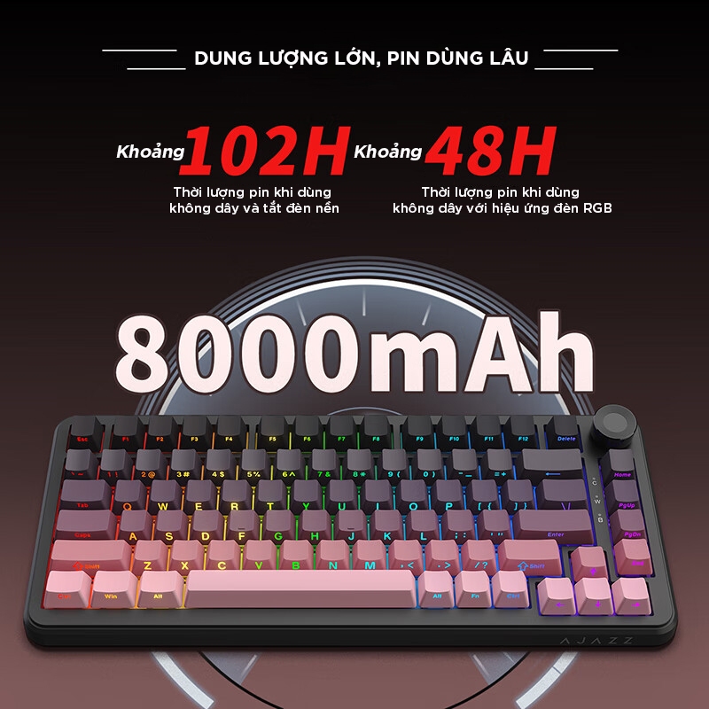 Bàn phím cơ F75 gaming Không dây 2.4G/Bluetooth/có dây LED RGB cho máy tính/laptop/ipad 3 mode 5 pin hotswap Sạc pin pin | BigBuy360 - bigbuy360.vn