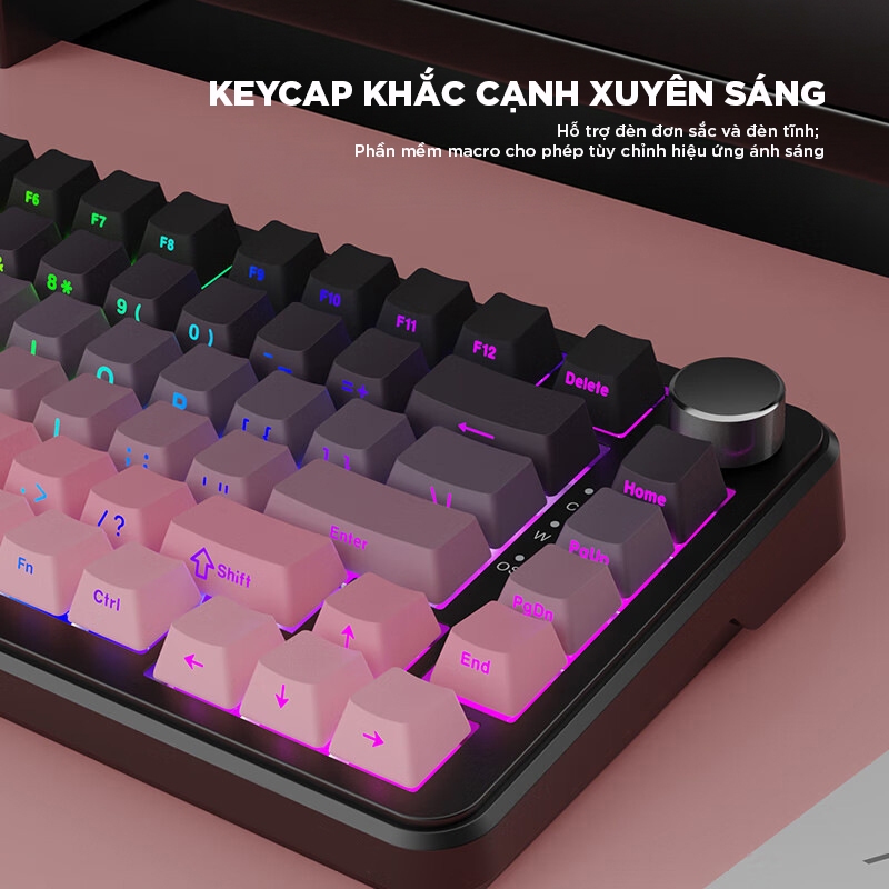 Bàn phím cơ F75 gaming Không dây 2.4G/Bluetooth/có dây LED RGB cho máy tính/laptop/ipad 3 mode 5 pin hotswap Sạc pin pin | BigBuy360 - bigbuy360.vn