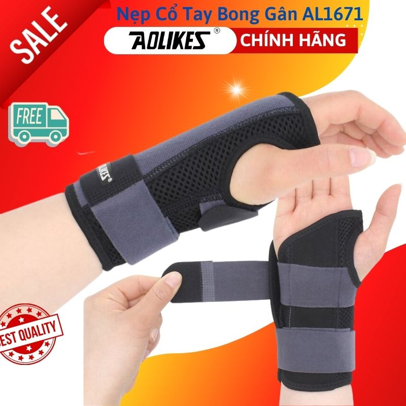 Đai Nẹp Cố Định Khớp Cổ Tay Với 2 Thanh Nẹp Trên Dưới AOLIKES Cho Người Chấn Thương Bong Gân Cổ Tay 