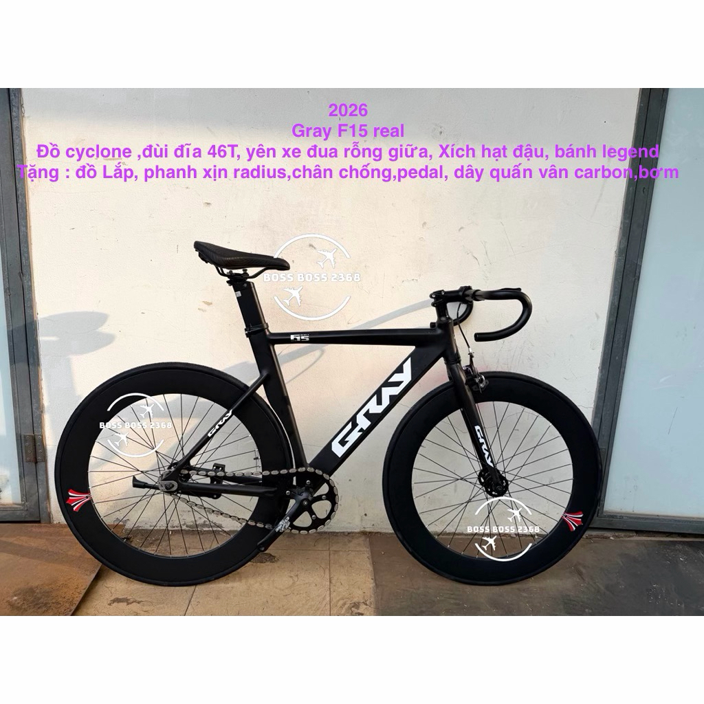 2026 xe đạp fixed gear Gray F15 real tặng nhiều đồ.( đồ cyclone)