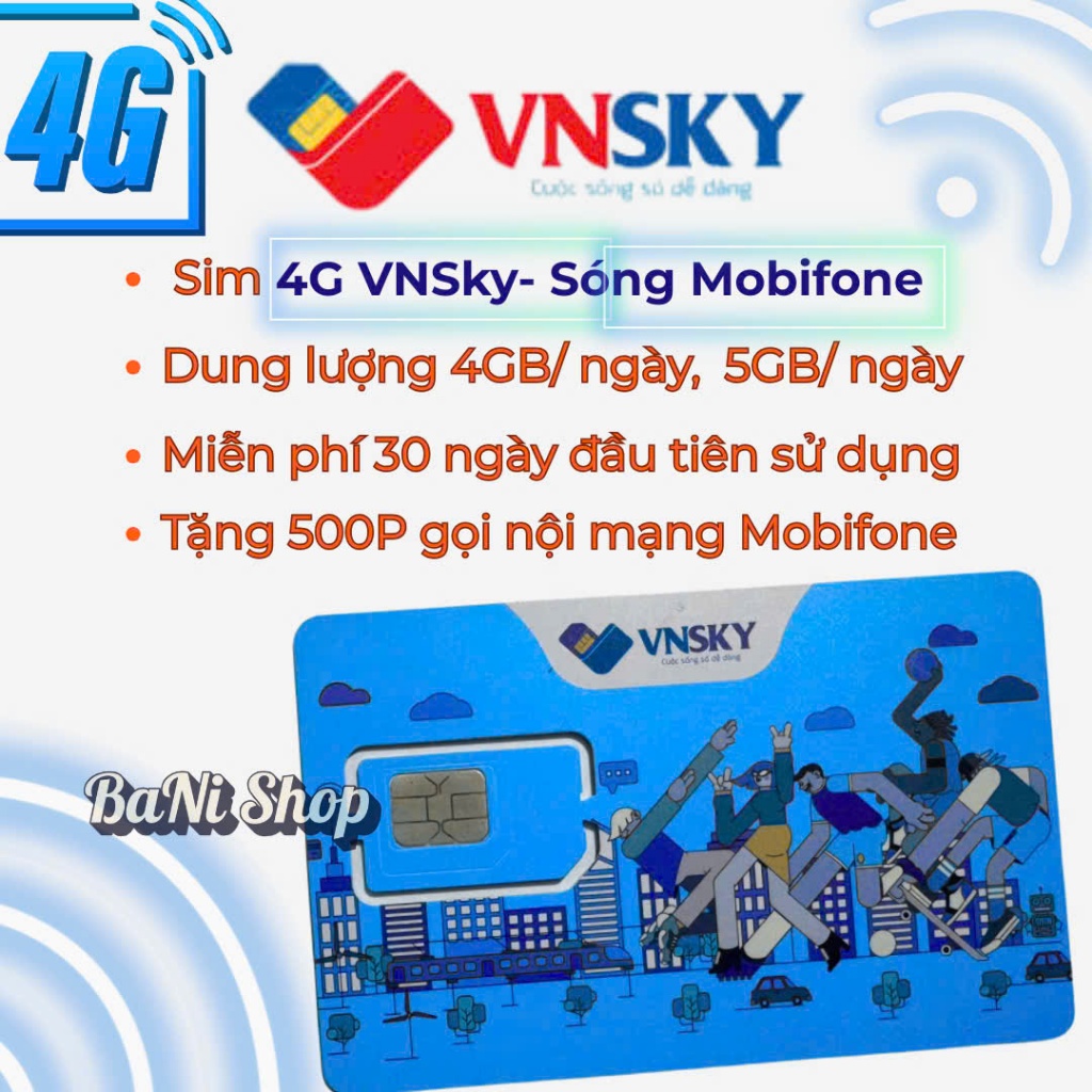 Sim 4G VNSky MobiFone – Data 4GB/5GB Ngày – Miễn Phí 30 Ngày – Gói 5G89 SKY99KM