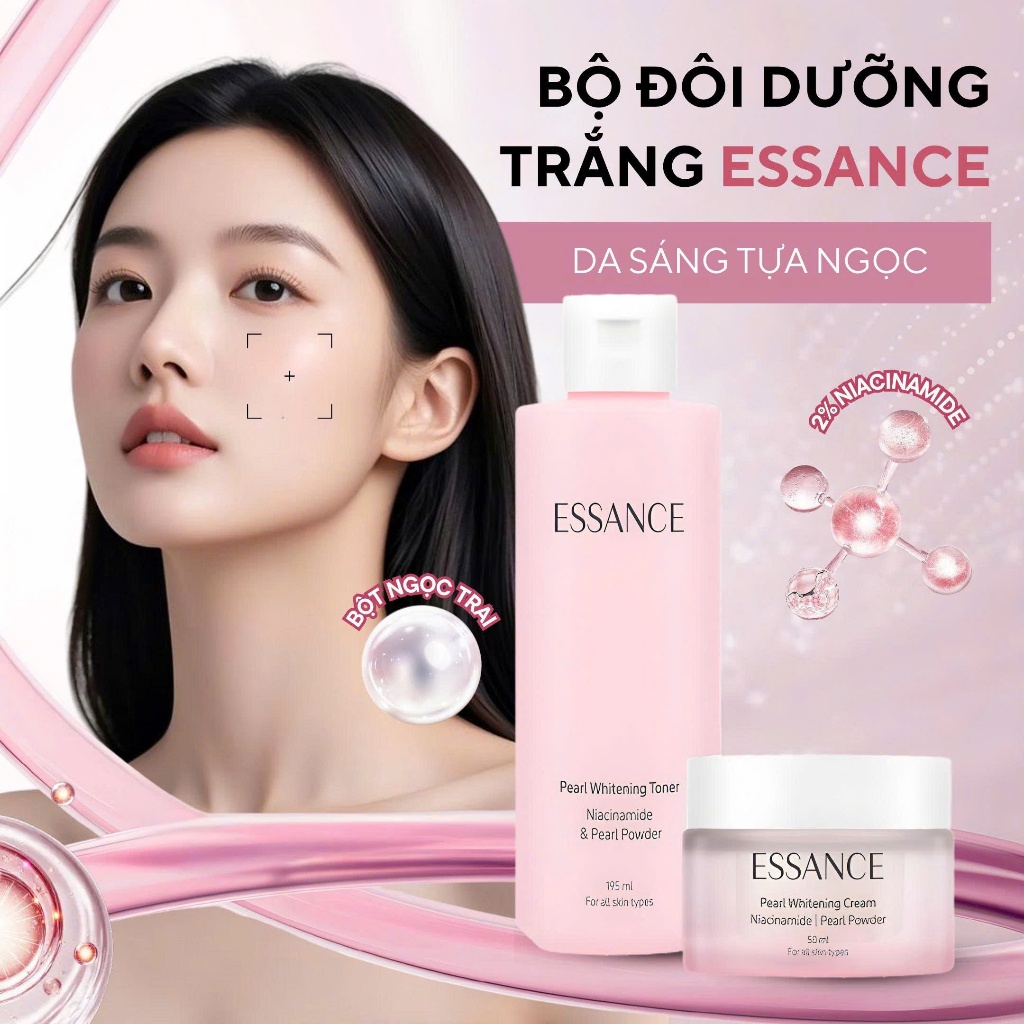 BỘ KEM VÀ NƯỚC HOA HỒNG NGỌC TRAI TRẮNG DA ESSANCE PEARL WHITENING HÀN QUỐC (CHÍNH HÃNG)