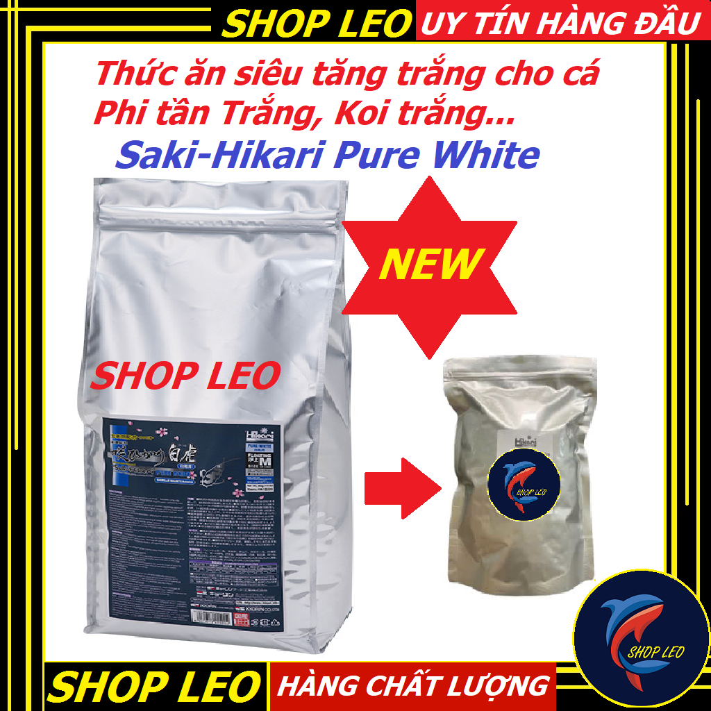 Cám Saki Hikari Pure White tăng màu cho cá chép phi tần trắng - Cá Chép Koi trắng-Làm sáng các mảng 