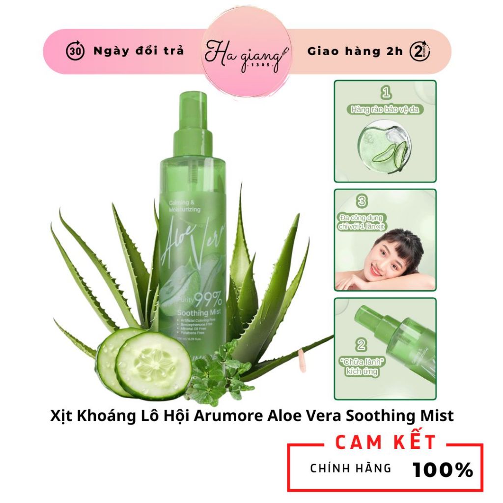 Xịt Khoáng Lô Hội Arumore Aloe Vera Soothing Mist Dưỡng Ẩm Và Làm Dịu Da 200ml | BigBuy360 - bigbuy360.vn