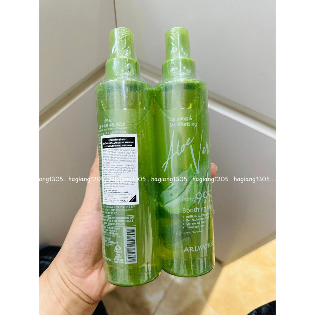 Xịt Khoáng Lô Hội Arumore Aloe Vera Soothing Mist Dưỡng Ẩm Và Làm Dịu Da 200ml | BigBuy360 - bigbuy360.vn