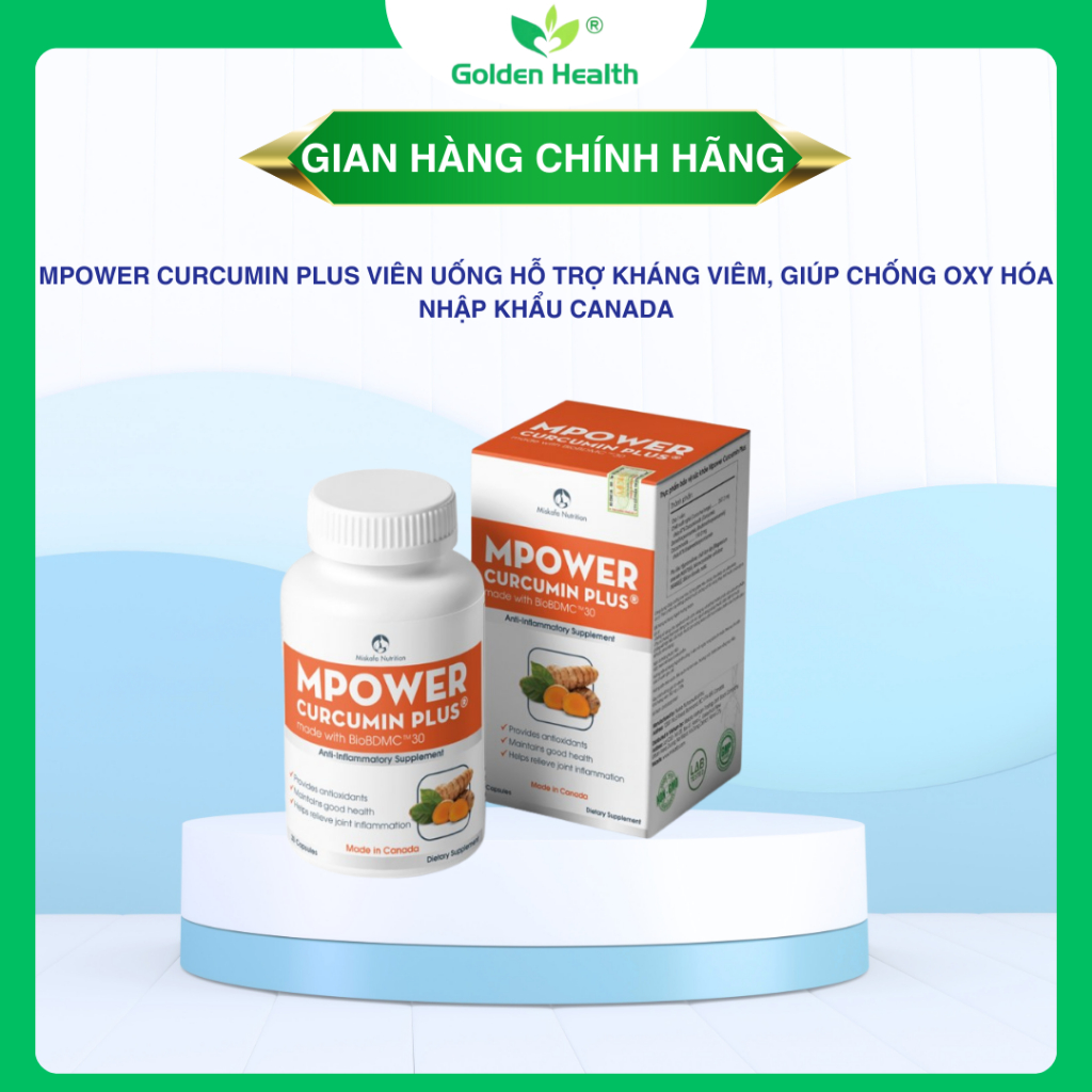 Mpower Curcumin Plus Viên uống hỗ trợ kháng viêm, giúp chống oxy hóa nhập khẩu Canada