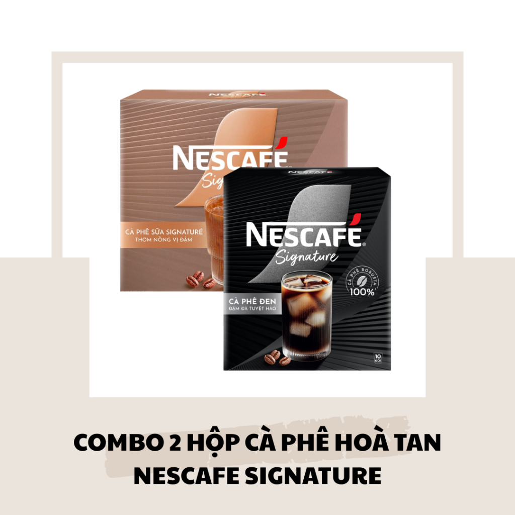 [COMBO 2 HỘP] Nescafe Signature Cà Phê Đen & Cà Phê Sữa Hoà Tan 105-280gr (TẶNG LY THỦY TINH)