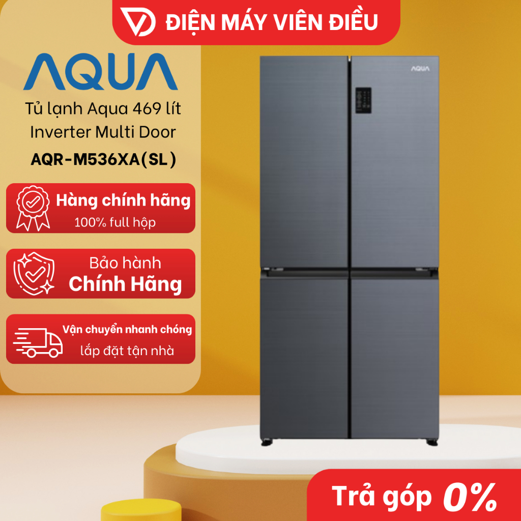 [FREESHIP NGHỆ AN] AQR-M536XA(SL) - Tủ lạnh Aqua 469 lít Inverter Multi Door AQR-M536XA(SL)