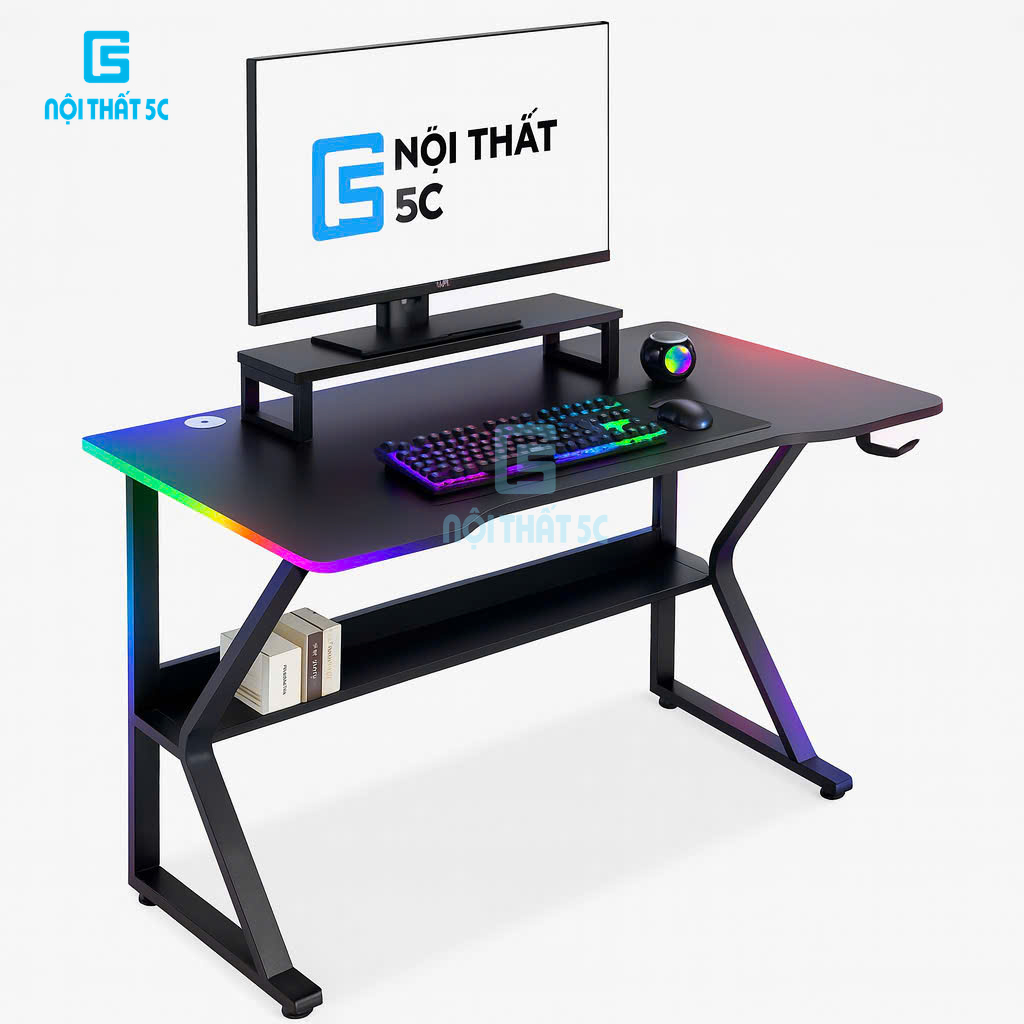 Bàn Gaming Chữ K chân cong, bàn làm việc, học sinh, văn phòng, Chân sắt sơn tĩnh điện cao cấp 20x40m