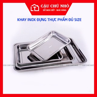 Khay inox đựng thực phẩm, khay bê đồ hình chữ nhật, khay nướng bánh inox Cậu Chủ Nhỏ