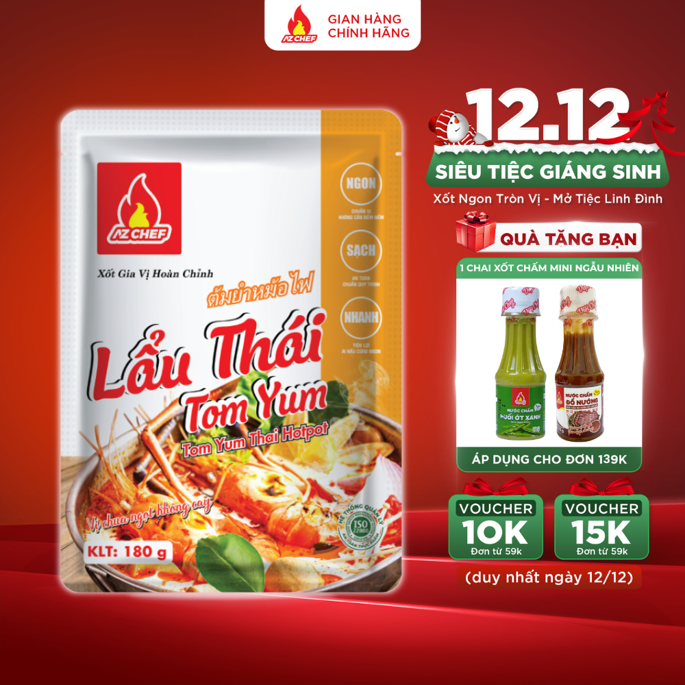 Sốt Lẩu Thái TomYum 180g AZ CHEF - Nước dùng lẩu thái Tomyum - Chuẩn vị, đậm đà.