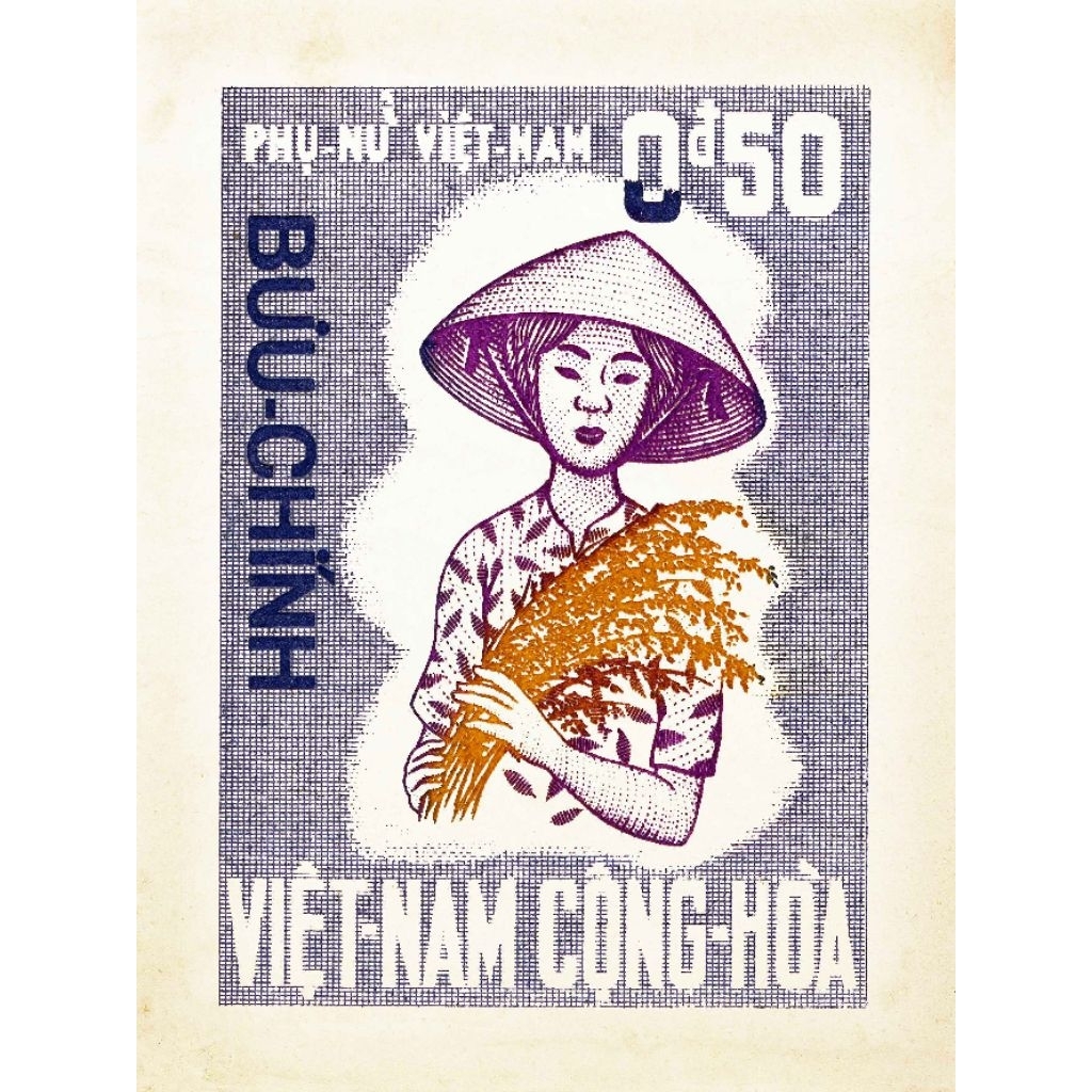[ Tem Hiếm ] Tem Việt Nam Xưa ( South Vietnam ) - 0đ50 Phụ Nữ Việt Nam