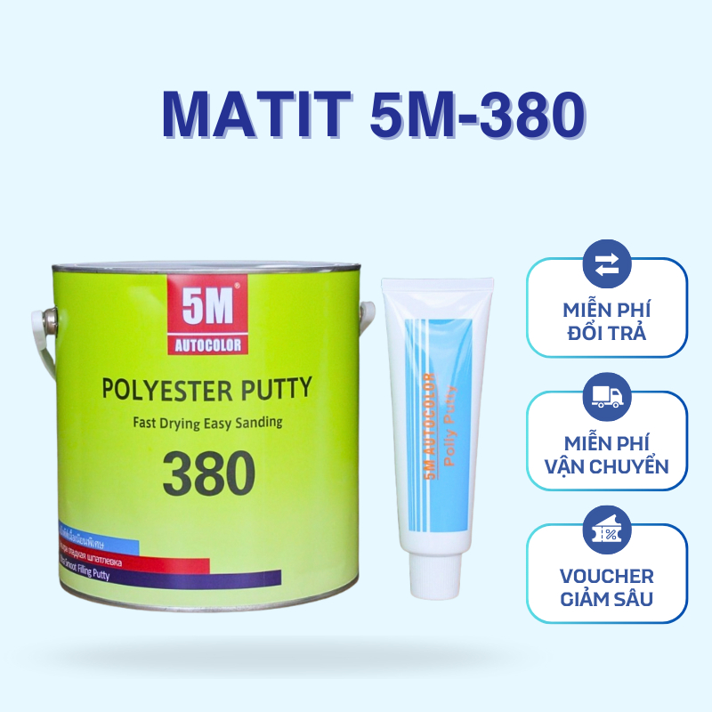 Bột bả, Matit 5M-380, 5M Autocolor (bộ 4kg gồm chất đóng rắn)
