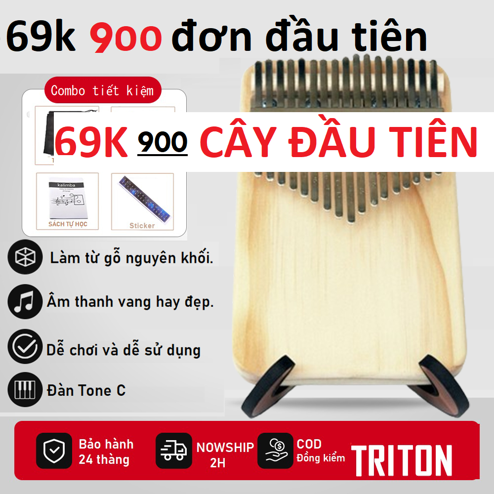 Đàn Kalimba TRITON TX63 -17 Phím Cơ Bản Gỗ Mai Nguyên Khối - Thump Piano Acoustic Finger