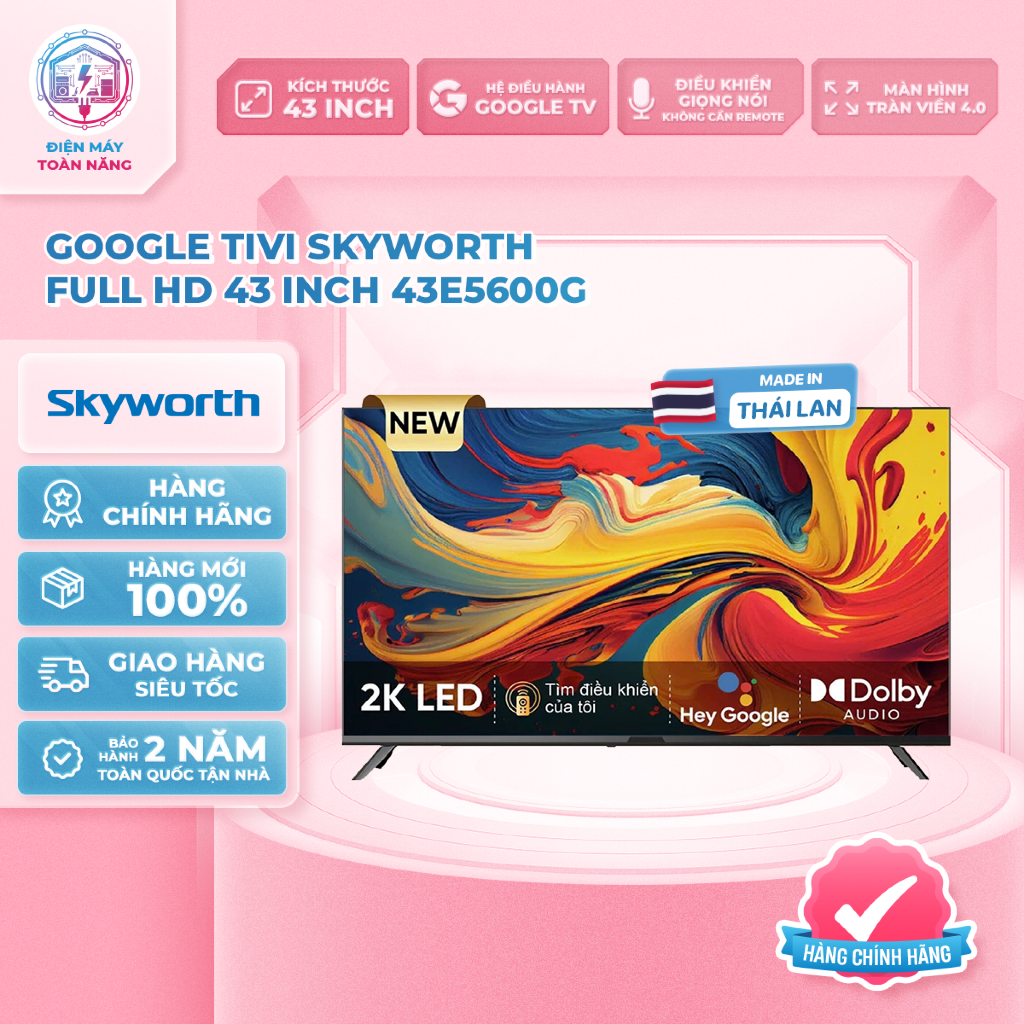 Google Tivi Skyworth Full HD 43 Inch 43E5600G
