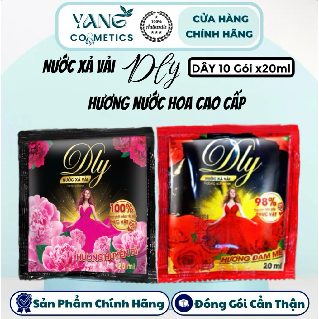 [COMBO 2 Dây] Nước Xả Vải Dly 20ml Dây 10 Gói Hương Nước Hoa Cao Cấp Huyền Bí, Dly Đam Mê