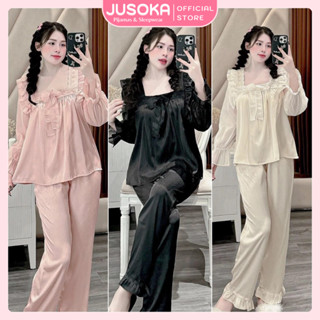  Bộ ngủ nữ Pijama phối Voan Lụa gấm xước ánh kim tiểu thư DD54 