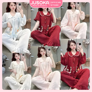   MẪU THU ĐÔNG  Đồ Ngủ Nữ Pijama JUSOKA Mặc Nhà Chất Liệu Đũi Vân Mây Siêu Mềm Mịn DU28 Cao Cấp Và Thoải Mái 
