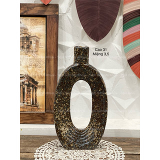 (Hỏa tốc) Lọ hoa men đá cháy nâu decor, kệ tivi, tủ trang trí - Gốm Bát Tràng