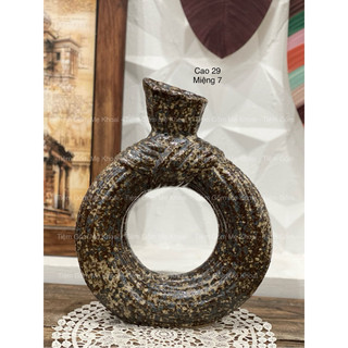 (Hỏa tốc) Lọ hoa men đá cháy nâu decor, kệ tivi, tủ trang trí - Gốm Bát Tràng