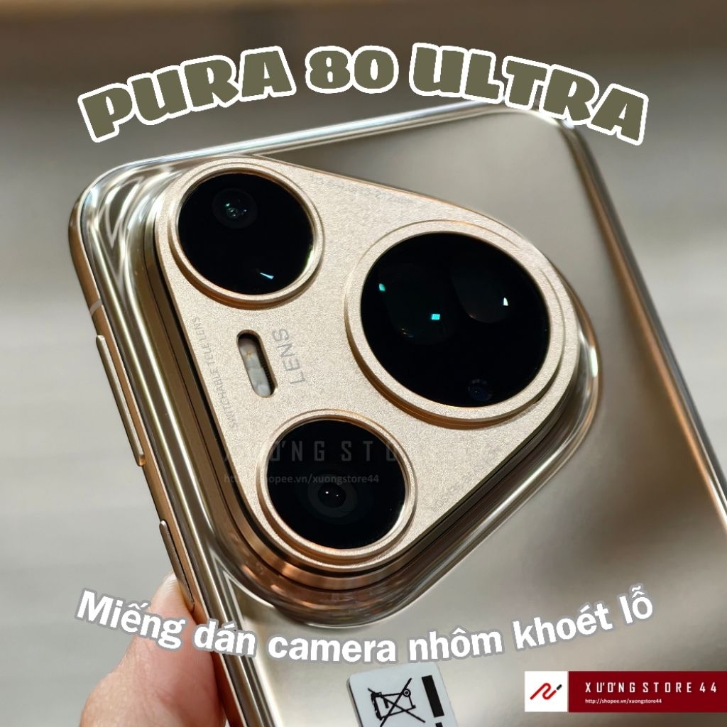 Miếng dán camera Huawei Pura 80 Ultra kim loại khoét lỗ không ảnh hưởng chất lượng hình ảnh -