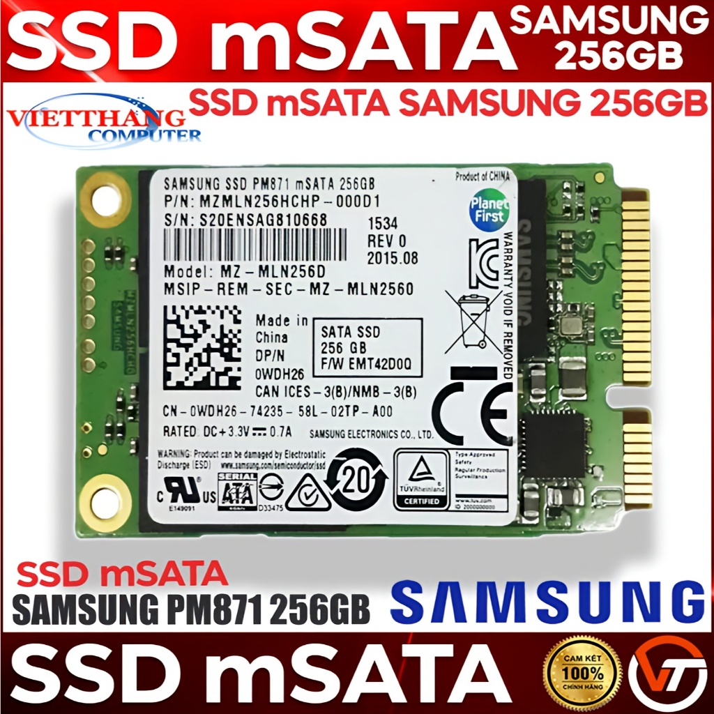 Ổ cứng SSD Samsung mSATA PM871 256GB Cũ đã qua sử dụng ( OEM SSD 850 Pro ) ( Cũ - 2nd )
