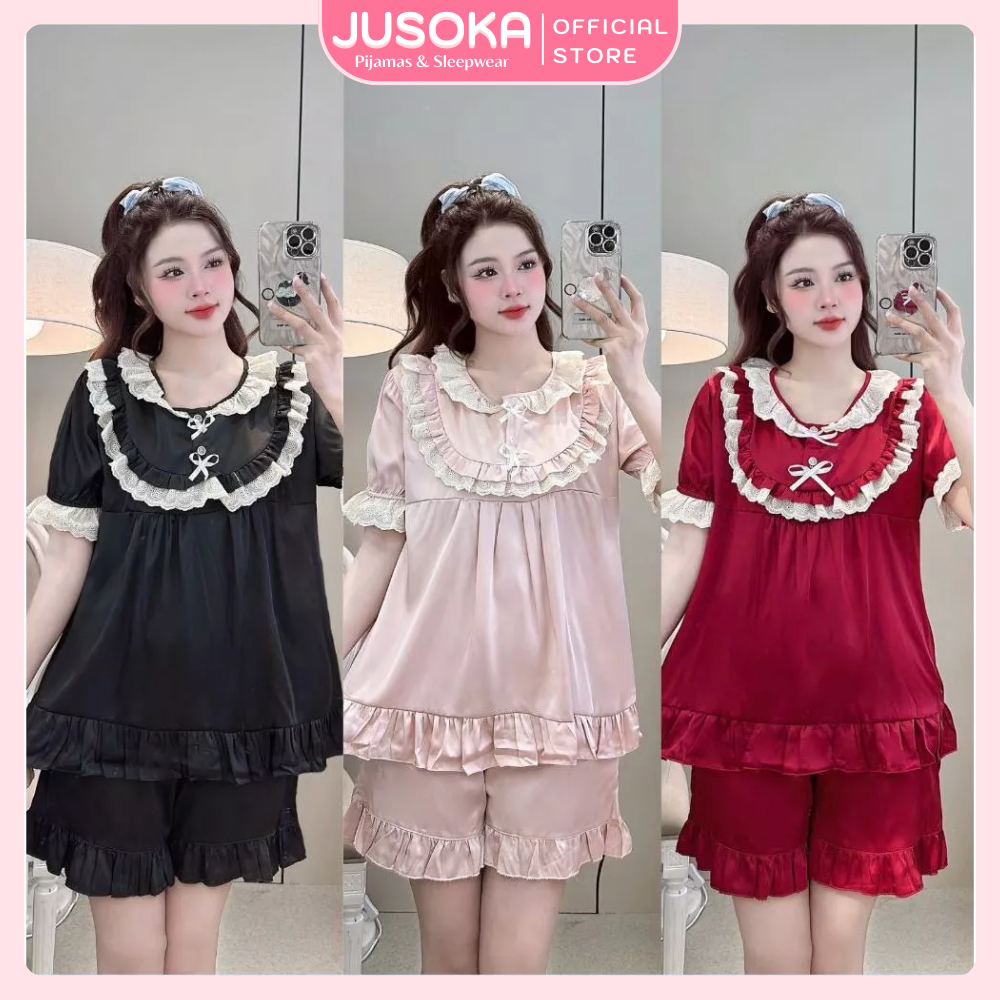 Bộ Ngủ Mặc Nhà JUSOKA lụa Latin cao cấp Siêu Xinh LT23 Dễ Thương Dành Cho Nữ - Quần Áo Ngủ
