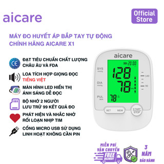 Máy Đo Huyết Áp Bắp Tay Tự Động Chính Hãng AICARE X1, Giọng Nói Tiếng Việt Dễ Sử Dụng Tại Nhà