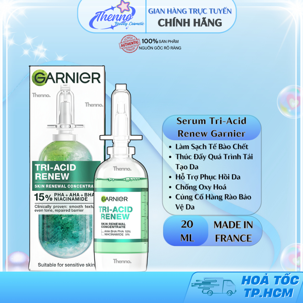 Tinh Chất Garnier Tri-Acid Renew Skin Renewal Concentrate Serum Giúp Cải Thiện Tông Da Dưỡng Sáng, M