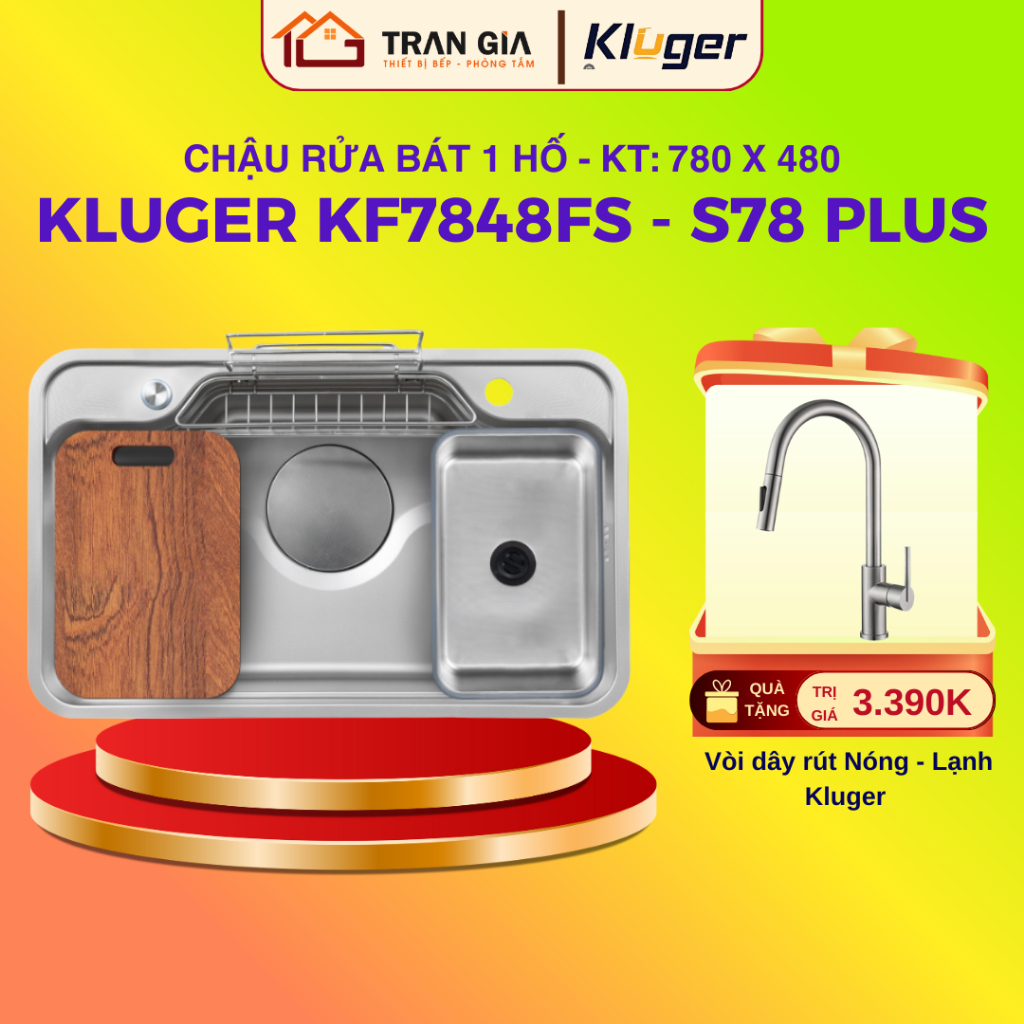 Chậu rửa bát Kluger KF7848FS - S78 Plus | Bồn rửa chén Kluger KF7848FS - S78 Plus | Tặng kèm vòi