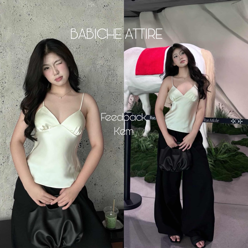 (Sẵn hoả tốc) Áo Hai Dây Cổ Tim Có Dây Kéo Form Thắt Eo Tiny butter -Babiche Attire | BigBuy360 - bigbuy360.vn