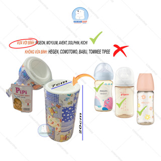  Bình Giữ Nhiệt Sữa Đơn Cổ Rộng PiPi 300ml Túi Ủ Dùng Được Cho Bình Sữa Cổ Rộng Pigeon Wesser 