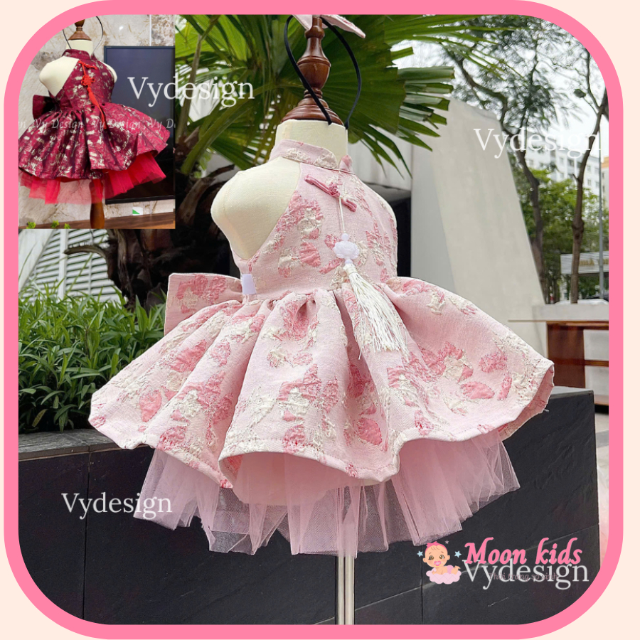 Set Váy Trung Thu Cho Bé Gái MOONKID, Kèm Phụ Kiện, Bồng Tự Nhiên. Váy Yếm Bé Gái, Đầm Tết, Trung Th