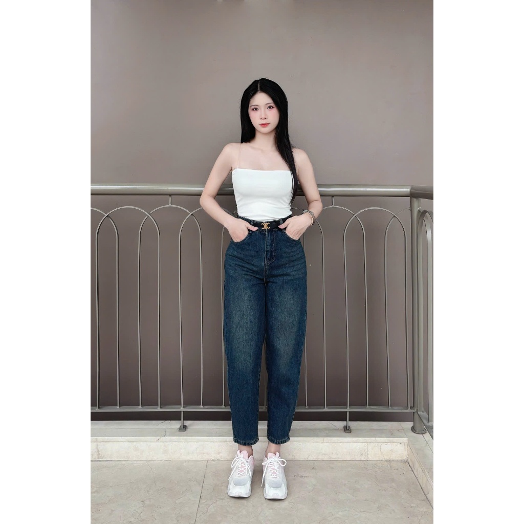 Quần jean bagyy nữ cạp cao túi thêu  [M71]