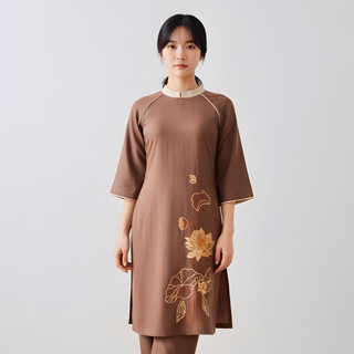 Bộ áo dài cách tân chất vải Linen Ấn cao cấp dành cho Phật Tử