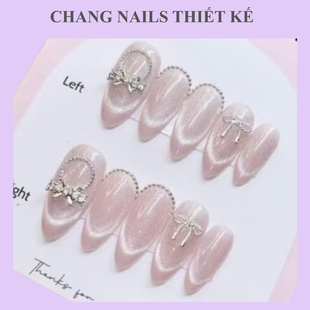 Nailbox thạch hồng mắt mèo đính charm đá H180 - Chang nails xinh