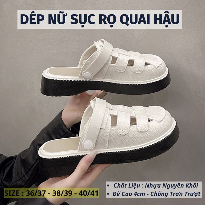 Dép Sục Rọ Quai Hậu Đế Cao Tôn Dáng Kiểu Basic Thời Trang, Giày Quai Hậu Nữ Nhựa Nguyên Khối Êm Chân