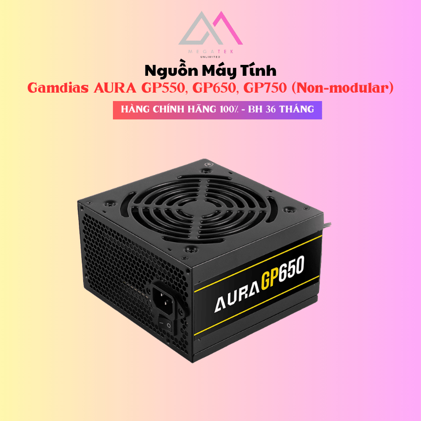 Nguồn Máy Tính Gamdias AURA GP550, GP650, GP750 (Non-modular) - Hàng chính hãng - BH 36 tháng