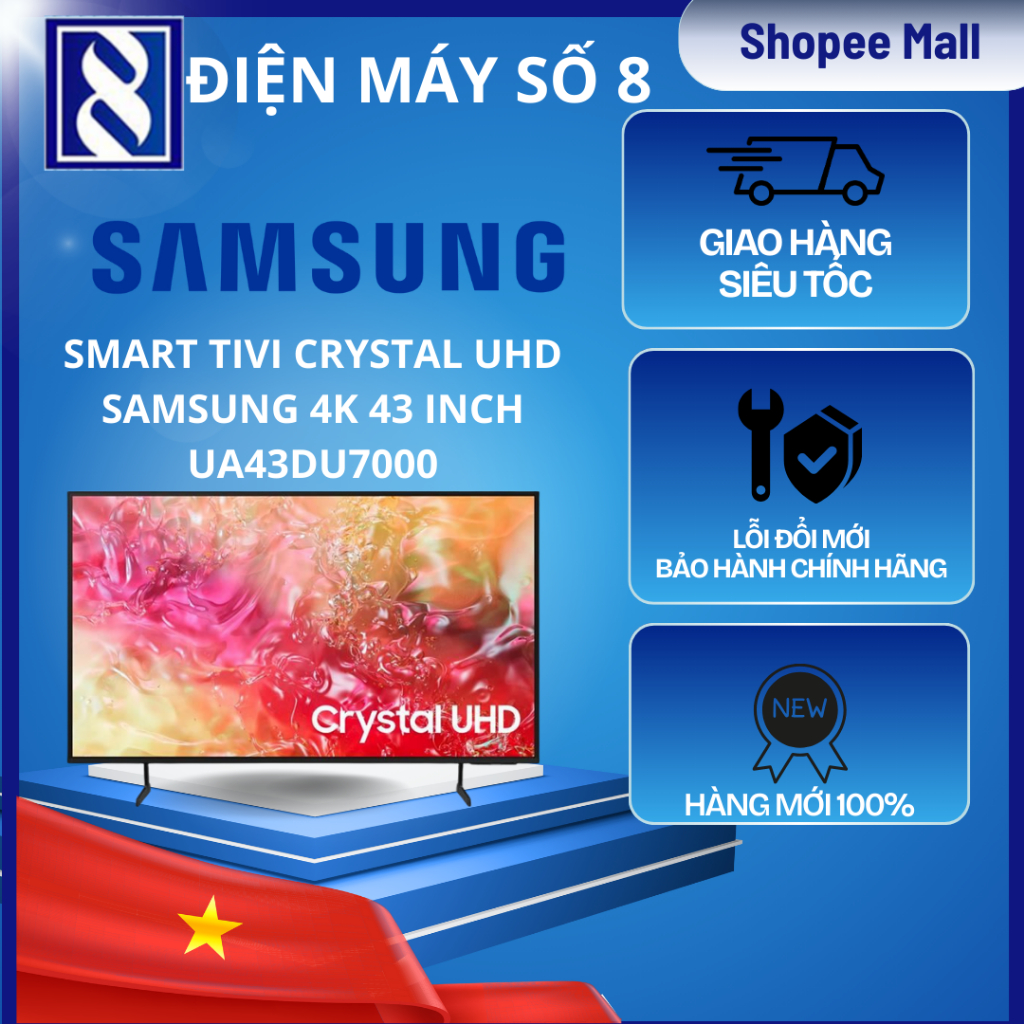 Điện Máy Số 8 | UA43DU7000 | Smart Tivi Crystal UHD Samsung 4K 43 inch UA43DU7000 - Chính Hãng