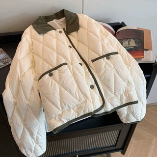 [ HÀNG CÓ SẴN] Áo phao trầm trám Hàn quốc phối cổ rêu mẫu mới vintage 2025 Hot siêu nhẹ siêu ấm
