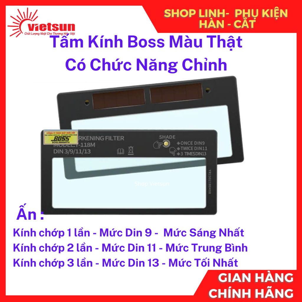 Tấm kính hàn điện tử Boss, hàng công ty chính hãng